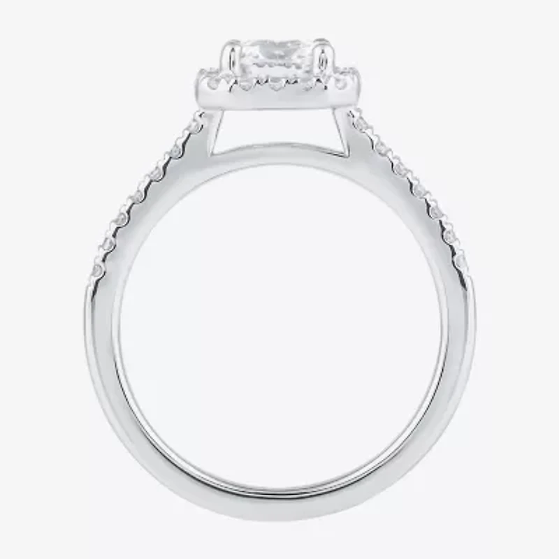 (G / I1) Womens 1 1/2 CT. T.W. Lab Grown White Diamond 10K Gold Halo Engagement Ring