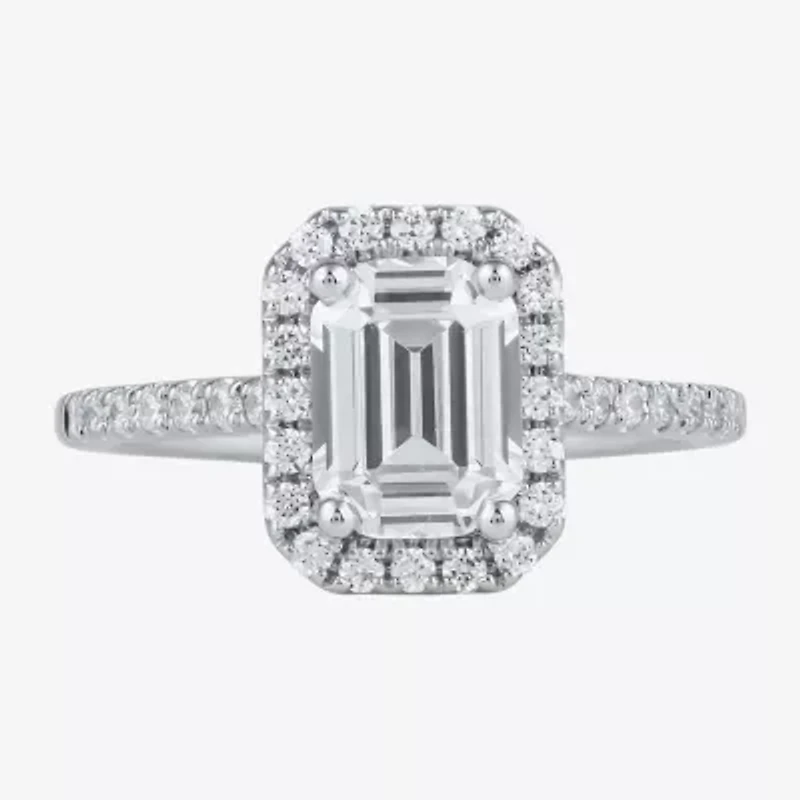 (G / I1) Womens 1 1/2 CT. T.W. Lab Grown White Diamond 10K Gold Halo Engagement Ring