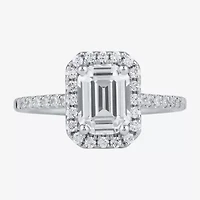 (G / I1) Womens 1 1/2 CT. T.W. Lab Grown White Diamond 10K Gold Halo Engagement Ring