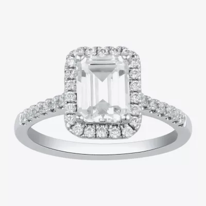 (G / I1) Womens 1 1/2 CT. T.W. Lab Grown White Diamond 10K Gold Halo Engagement Ring