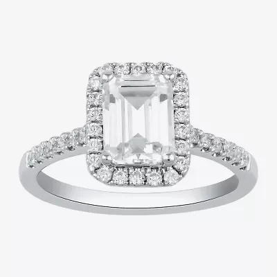 (G / I1) Womens 1 1/2 CT. T.W. Lab Grown White Diamond 10K Gold Halo Engagement Ring