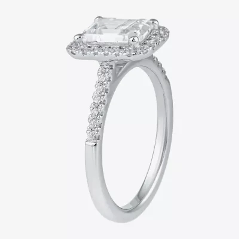 (G / I1) Womens 1 1/2 CT. T.W. Lab Grown White Diamond 10K Gold Halo Engagement Ring