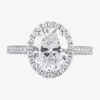 (G / I1) Womens 2 CT. T.W. Lab Grown White Diamond 10K Gold Oval Halo Engagement Ring