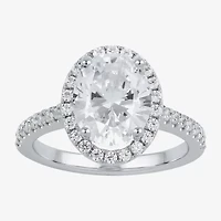 (G / I1) Womens 2 CT. T.W. Lab Grown White Diamond 10K Gold Oval Halo Engagement Ring