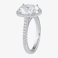 (G / I1) Womens 2 CT. T.W. Lab Grown White Diamond 10K Gold Oval Halo Engagement Ring
