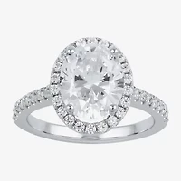 G / I1) Womens 1 1/2 CT. T.W. Lab Grown White Diamond 10K Gold Oval Halo Engagement Ring