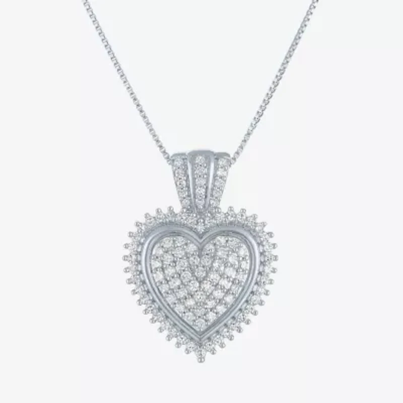 G-H / I1-I2) Womens 5/8 CT. T.W. Lab Grown White Diamond Sterling Silver Heart 18 Inch Pendant Necklace