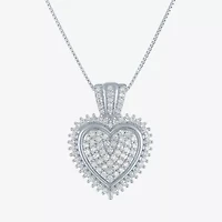 G-H / I1-I2) Womens 5/8 CT. T.W. Lab Grown White Diamond Sterling Silver Heart 18 Inch Pendant Necklace