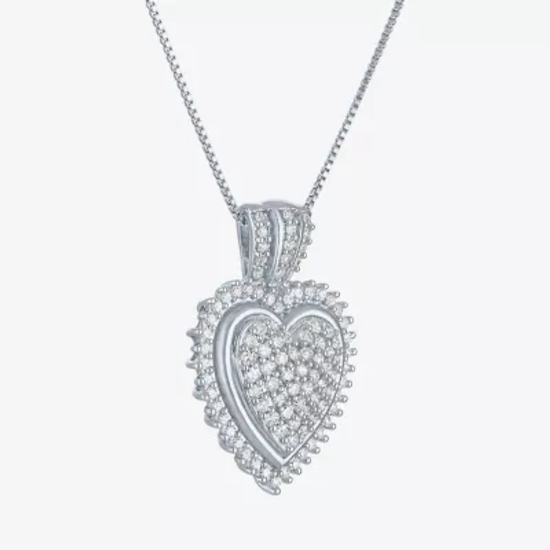 G-H / I1-I2) Womens 5/8 CT. T.W. Lab Grown White Diamond Sterling Silver Heart 18 Inch Pendant Necklace