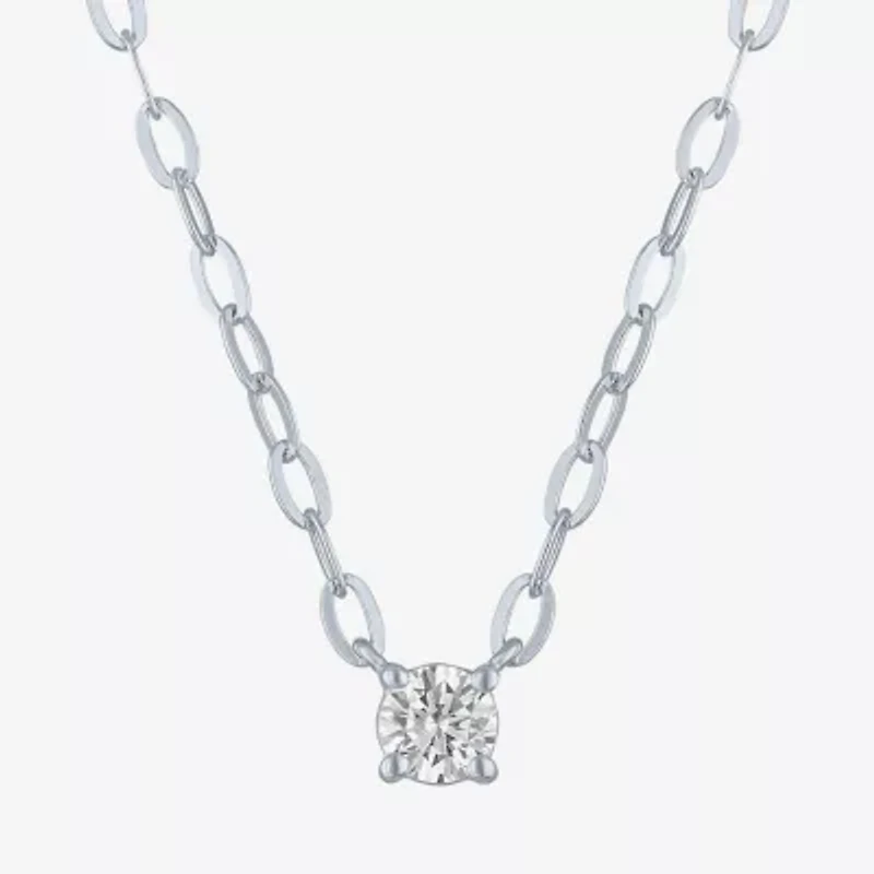 Diamond Addiction (G-H / I1-I2) Womens 1/4 CT. Lab Grown White 14K Gold Over Silver Sterling Round 16 Inch Pendant Necklace