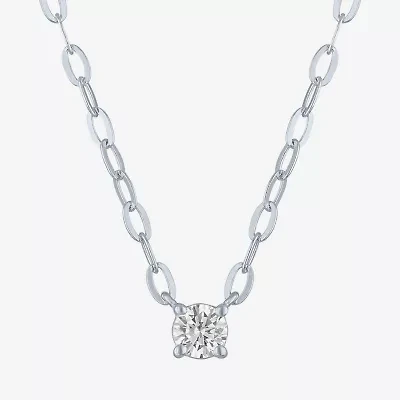 Diamond Addiction (G-H / I1-I2) Womens 1/4 CT. Lab Grown White 14K Gold Over Silver Sterling Round 16 Inch Pendant Necklace