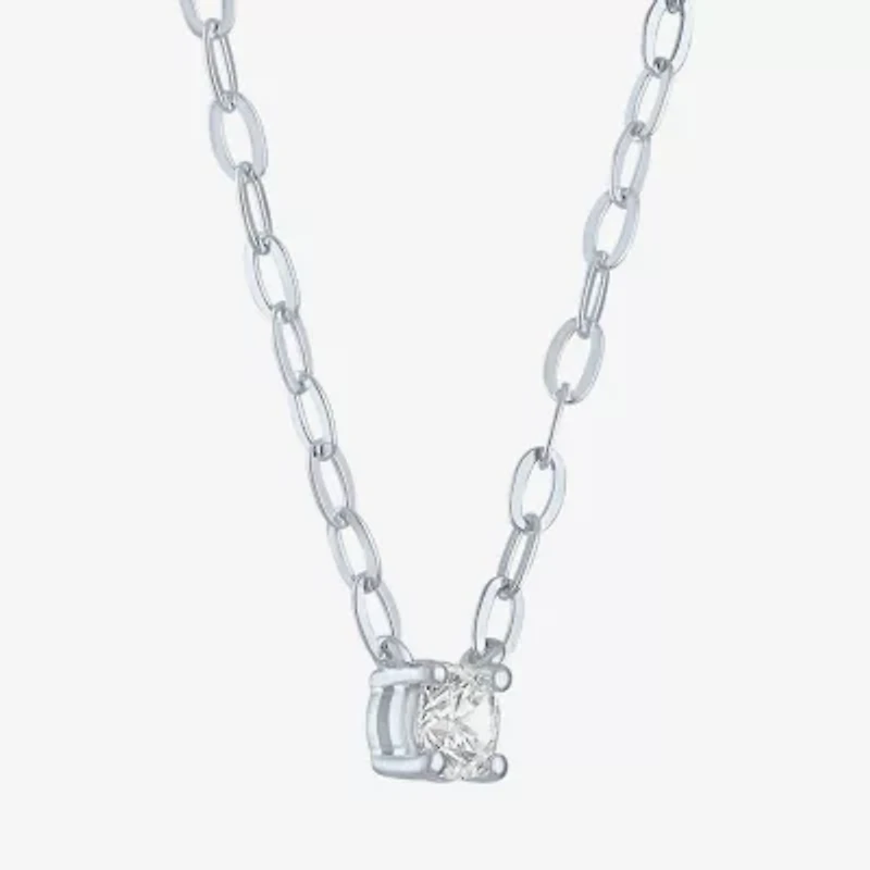 Diamond Addiction (G-H / I1-I2) Womens 1/4 CT. Lab Grown White 14K Gold Over Silver Sterling Round 16 Inch Pendant Necklace