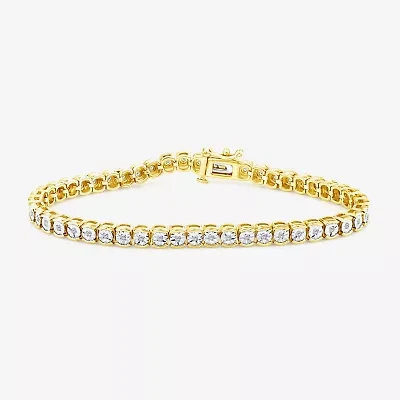I2,I) Womens 1/4 CT. T.W. Lab Grown White Diamond 14K Gold Over Silver Inch Tennis Bracelet