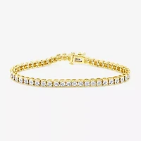 (I2,I) Womens 1/4 CT. T.W. Lab Grown White Diamond 14K Gold Over Silver 8 Inch Tennis Bracelet