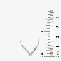 Womens White Diamond Sterling Silver 17 Inch Chevron Necklace