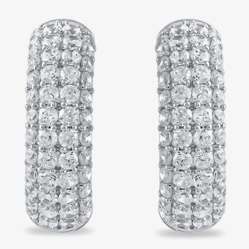 Womens 1 CT. T.W. Lab Grown White Diamond Sterling Silver 15.1mm Hoop Earrings