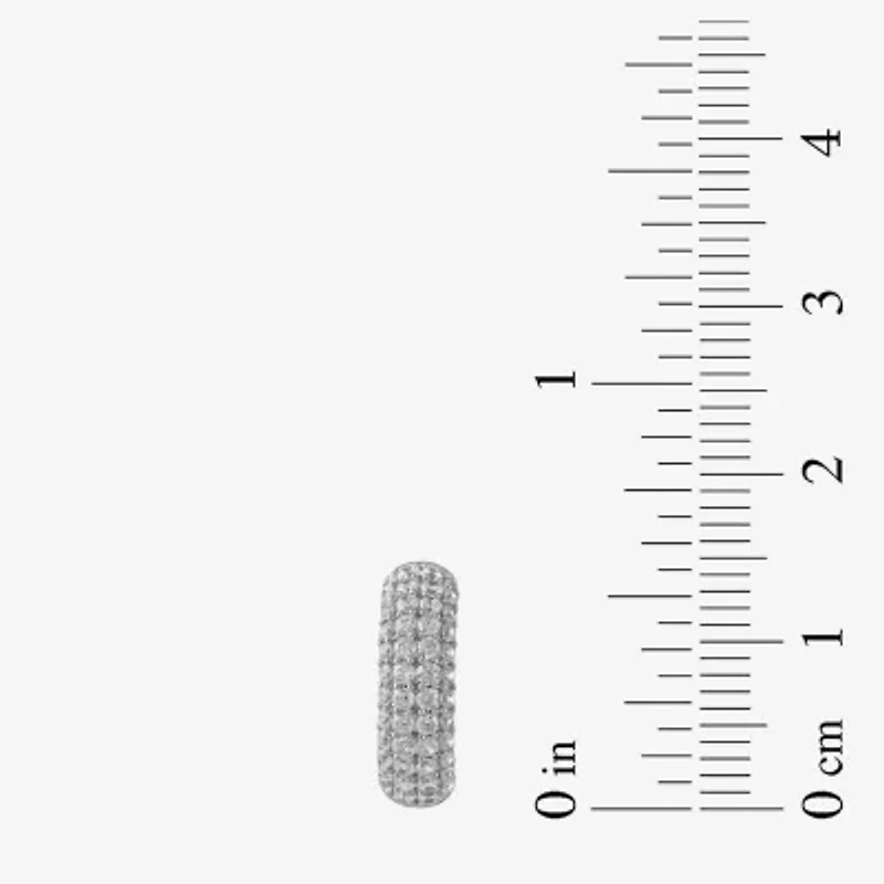 Womens 1 CT. T.W. Lab Grown White Diamond Sterling Silver 15.1mm Hoop Earrings