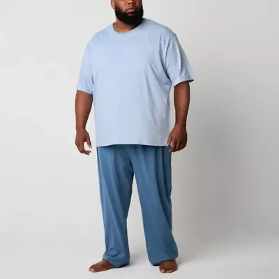 St. John's Bay Mens Crew Neck Short Sleeve 2-pc. Big and Tall Pajama Sets