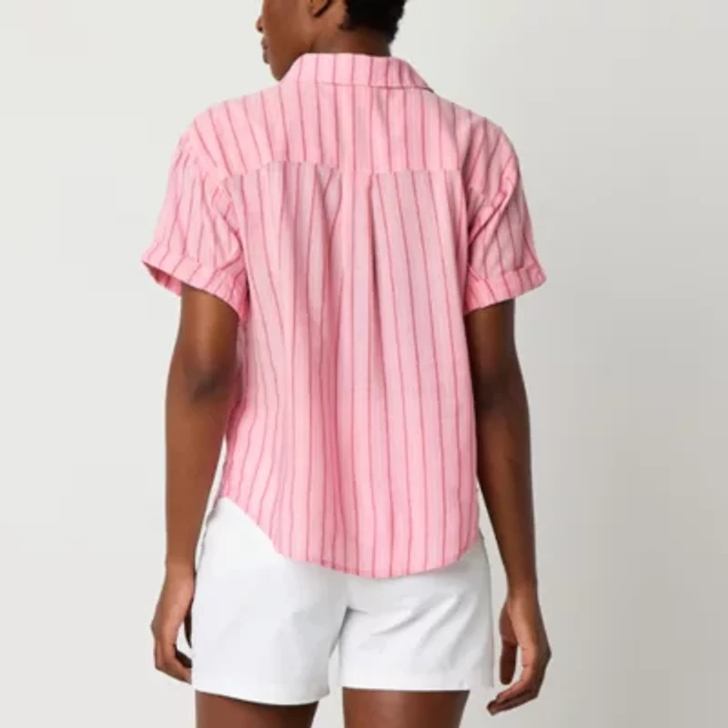 a.n.a Womens Short Sleeve Regular Fit Blouse