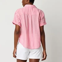 a.n.a Womens Short Sleeve Regular Fit Blouse
