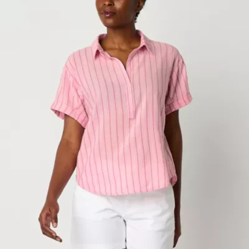 a.n.a Womens Short Sleeve Regular Fit Blouse