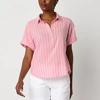 a.n.a Womens Short Sleeve Regular Fit Blouse