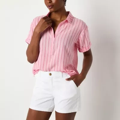 a.n.a Womens Short Sleeve Regular Fit Blouse