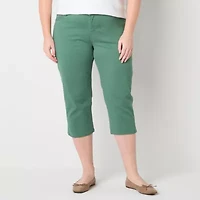 Liz Claiborne Sara Womens Plus Slim Mid Rise Capri Pant