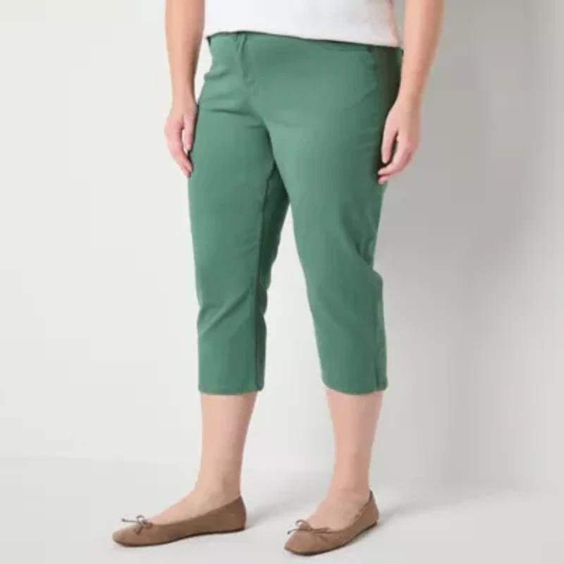 Liz Claiborne Sara Womens Plus Slim Mid Rise Capri Pant