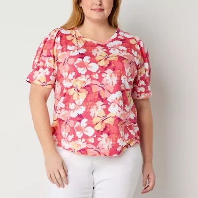 Liz Claiborne Womens Crew Neck Short Sleeve Plus T-Shirt
