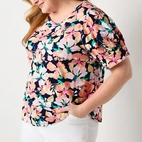 Liz Claiborne Womens Crew Neck Short Sleeve Plus T-Shirt