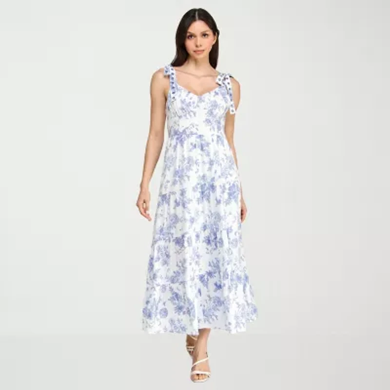 Trixxi Womens Juniors Sleeveless Floral A-Line Dress