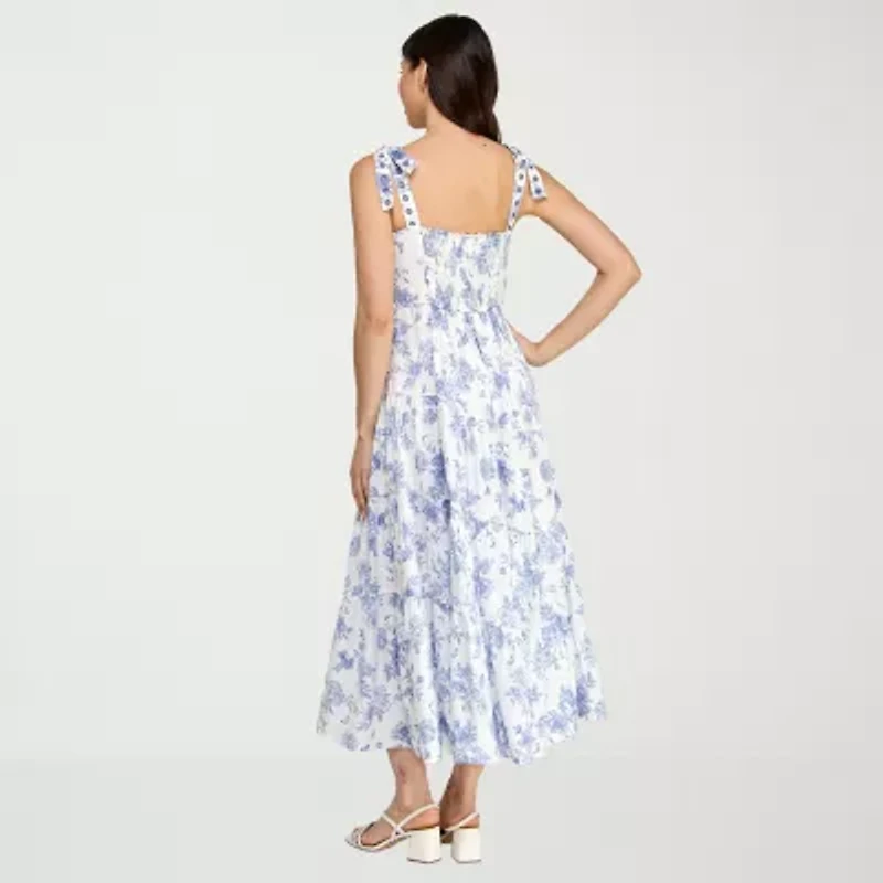 Trixxi Womens Juniors Sleeveless Floral A-Line Dress