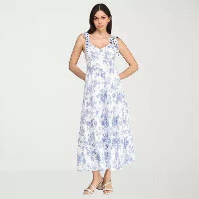 Trixxi Womens Juniors Sleeveless Floral A-Line Dress