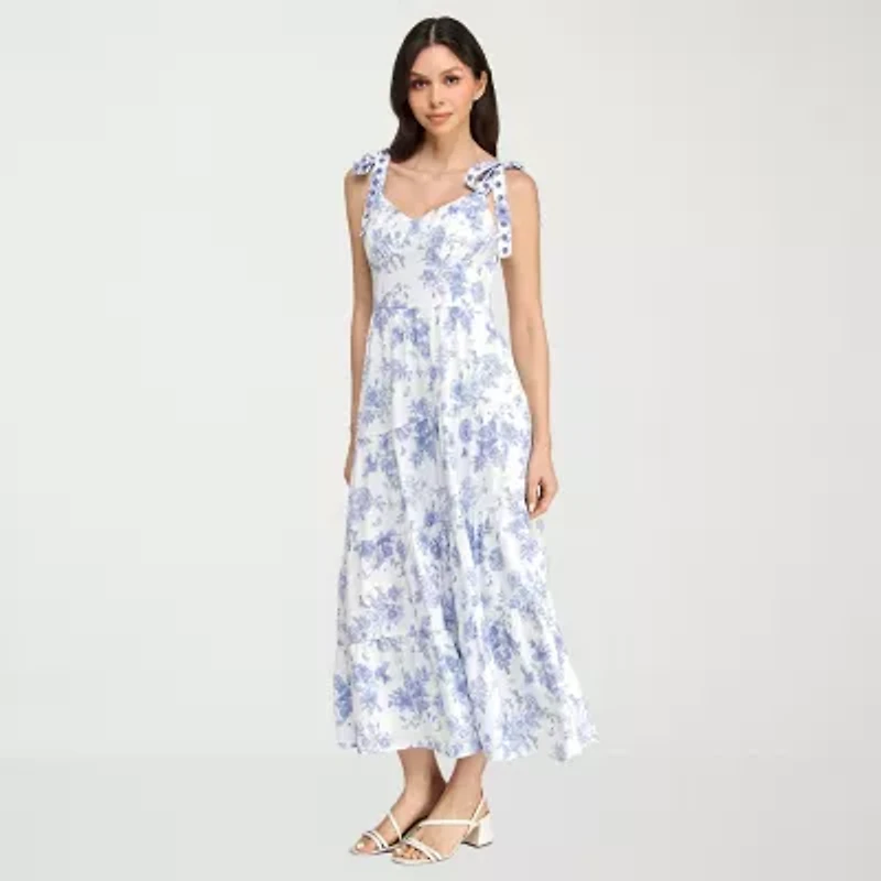 Trixxi Womens Juniors Sleeveless Floral A-Line Dress