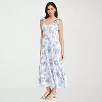 Trixxi Womens Juniors Sleeveless Floral A-Line Dress