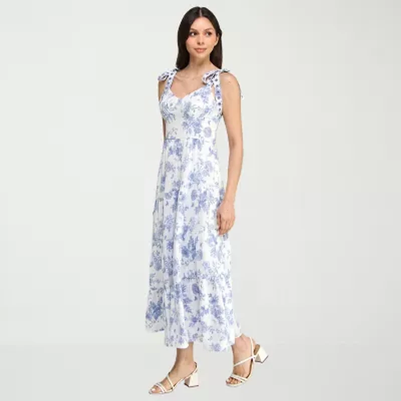 Trixxi Womens Juniors Sleeveless Floral A-Line Dress