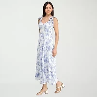 Trixxi Womens Juniors Sleeveless Floral A-Line Dress