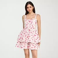 Trixxi Womens Juniors Sleeveless Floral Fit + Flare Dress