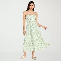 Trixxi Womens Juniors Sleeveless Midi Floral A-Line Dress