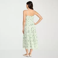 Trixxi Womens Juniors Sleeveless Midi Floral A-Line Dress