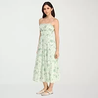 Trixxi Womens Juniors Sleeveless Midi Floral A-Line Dress