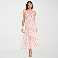 Trixxi Womens Juniors Sleeveless Midi Floral A-Line Dress