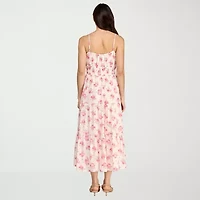 Trixxi Womens Juniors Sleeveless Midi Floral A-Line Dress