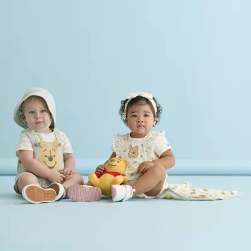 Disney Baby Girls 3-pc. Winnie The Pooh Shortall Set