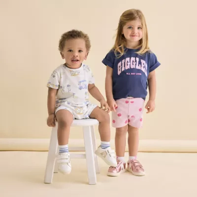 Okie Dokie Toddler & Little Girls Round Neck Short Sleeve Relaxed Fit Graphic T-Shirt