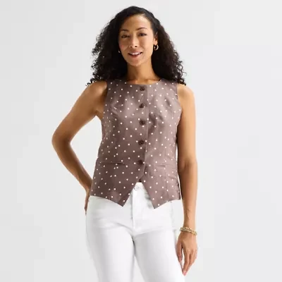 Liz Claiborne Womens Round Neck Sleeveless Vest