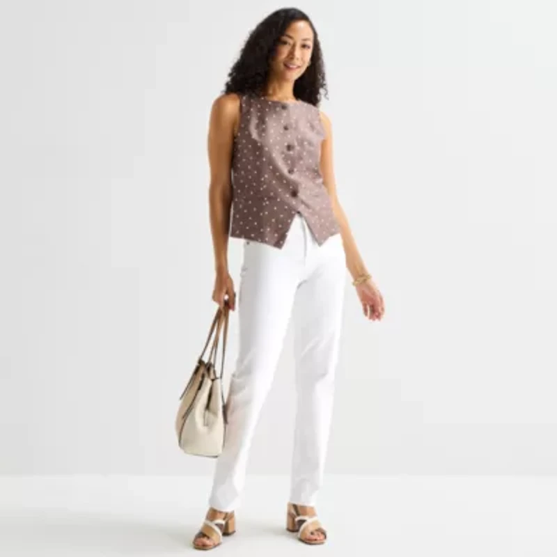 Liz Claiborne Womens Round Neck Sleeveless Vest