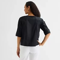 Liz Claiborne Womens Boat Neck 3/4 Sleeve Blouse