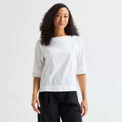 Liz Claiborne Womens Boat Neck 3/4 Sleeve Blouse